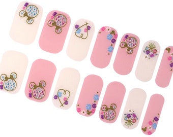 Mickey Mouse Cute Nail Wraps / Disneyworld Minnie Nail Polish Strips / Spring Pastel Nail Stickers / Anime Pink Neutral Overlay Nail Wraps