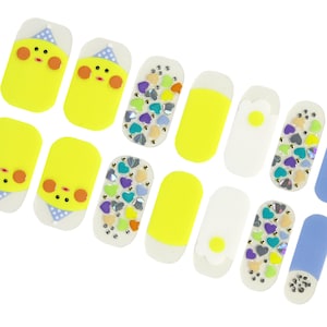 Cute Cartoon Nail Wraps / Yellow Duck DuduDuck Nail Polish Strips / 3D Animal Nail Stickers / Kids Nail Wraps / Colorful Kawaii Nail Wraps