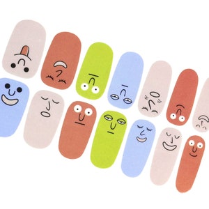 Funny Smiley Face Nail Wraps / Colorful Nail Polish Strips for Women / Fun Kids Nail Stickers / Cartoon Kawaii Cute Nail Wraps Free Shipping