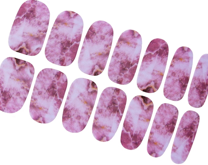 Pink Marble Abstract Ombre Nail Wraps / Fuchsia Granite Stone Nail Polish Strips / Red Boho Neutral Pastel Women Geometric Nail Stickers