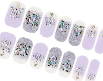 Purple Nail Wraps / Transparent Nail Polish Strips / Lilac 3D Nail Stickers / Korean Nail Wraps / New Year Women Nail Wraps Free Shipping