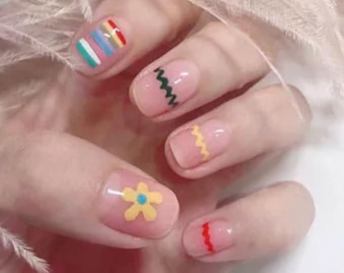 Rainbow Nail Wraps / Colorful Nail Polish Strips / LGBT Nail Stickers / Pride Nail Wraps / Korean Transparent Nail Wraps Free Shipping in US