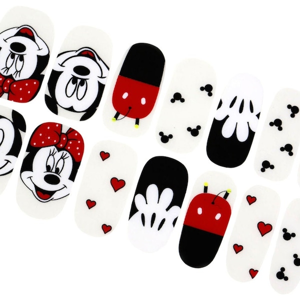 Mickey Cute Nail Wraps / Minnie Nail Polish Strips / Heart Nail Stickers / Valentine Nail Wraps / Love Disney Nail Wraps Free Shipping in US