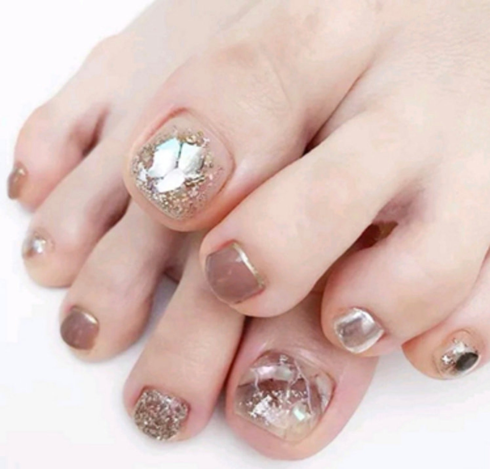 Neutral Pastel Peach Toe Nail Wraps / 3D Gold Glitter Toe Nail Etsy