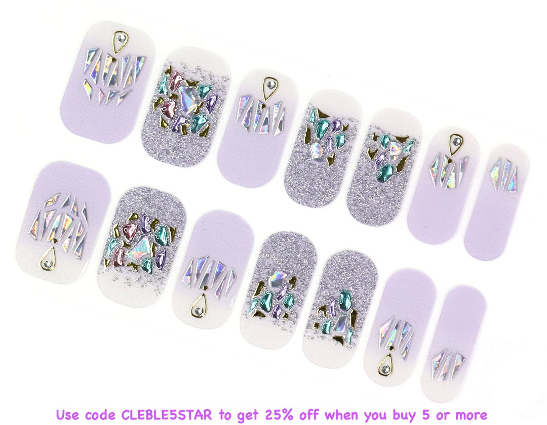 Purple Nail Wraps / Transparent Nail Polish Strips / Lilac 3D Nail ...