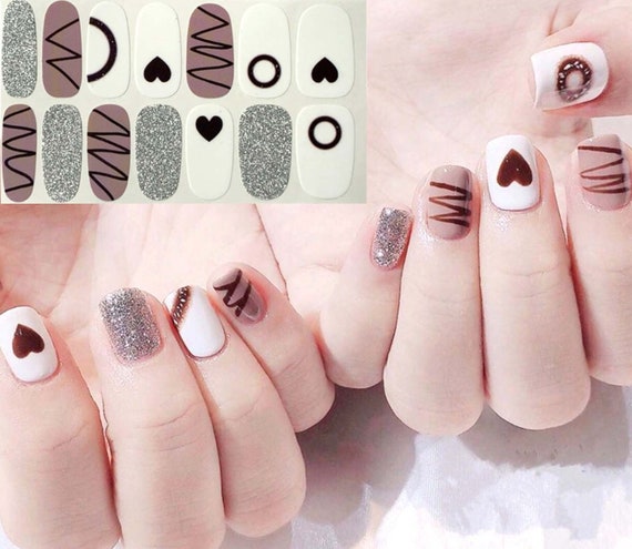 White Valentine Nail Wraps Hearts Love Chocolate Nail Polish