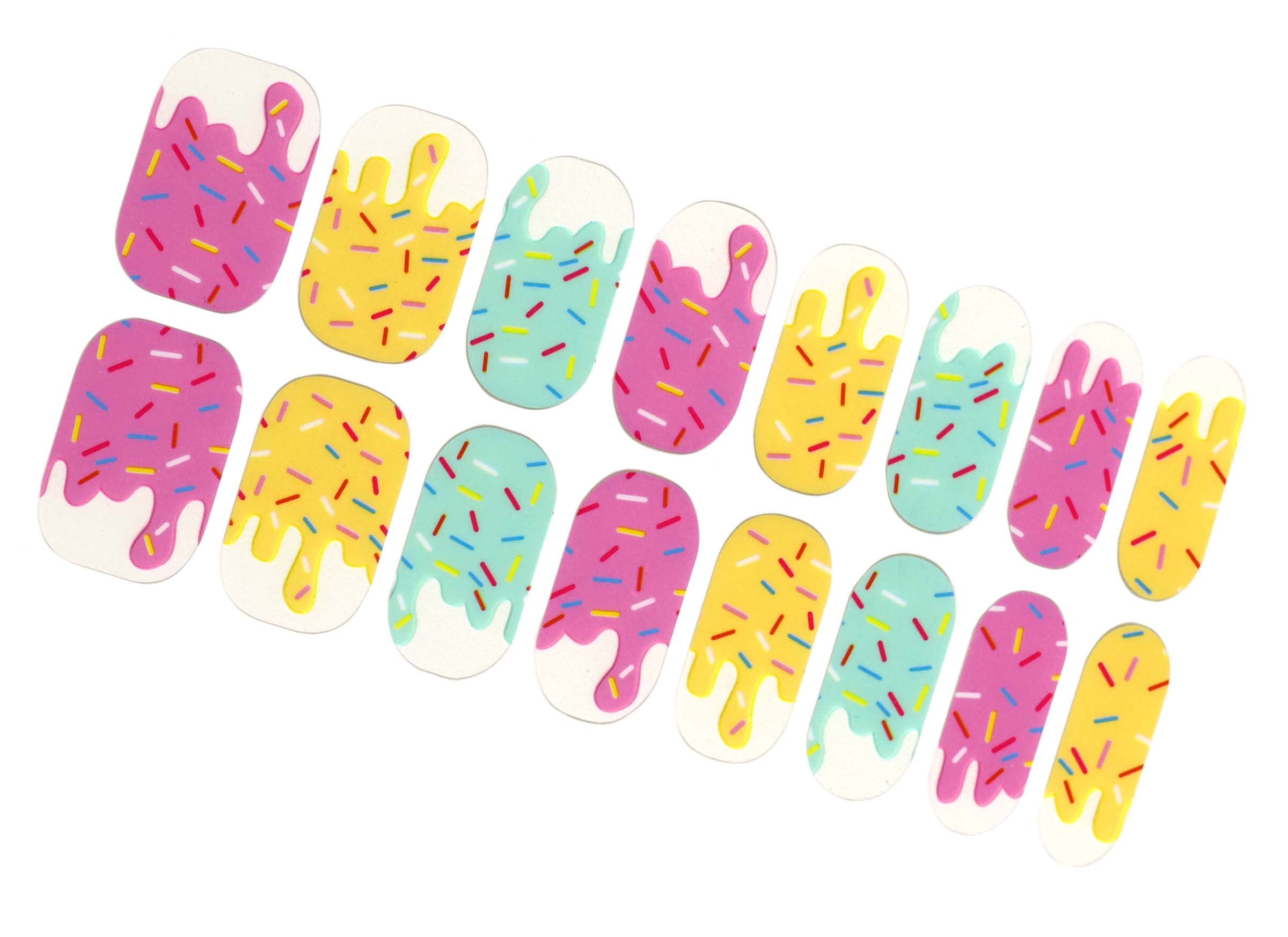 Spring Pastel Ice Cream Nail Wraps / Pink Yellow Green Overlay - Etsy