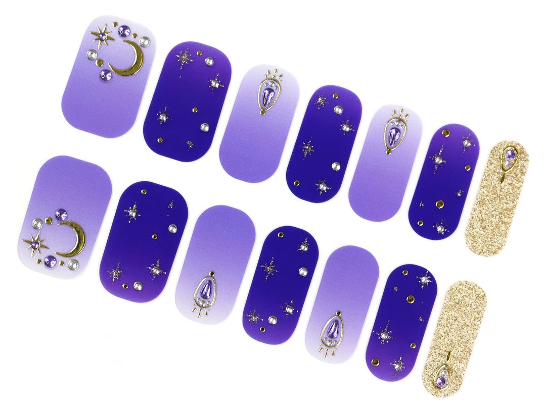 Purple Ombre Nail Wraps / Transparent Moon Nail Strips / 3D - Etsy