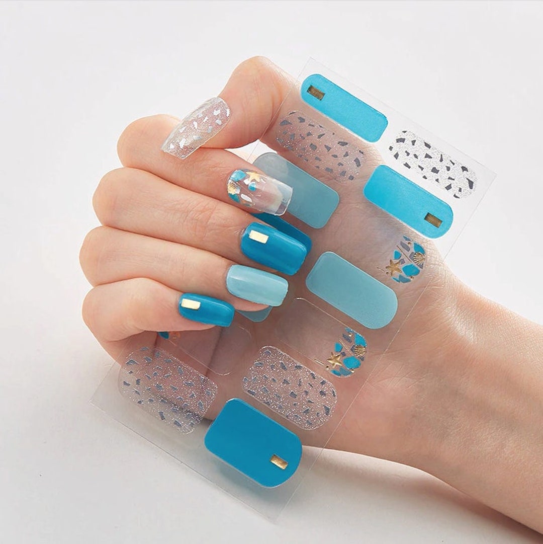 Blue Beach Nail Wraps / Ocean Sea Star Nail Polish Strips / Etsy