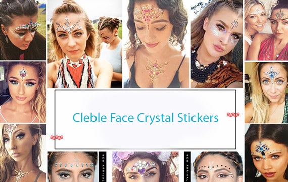 Halloween Gesicht Edelsteine / Gold Sterne Mond Festival Gesicht Kristall  Aufkleber / Selbstklebende Gesicht Aufkleber / Coachella Göttin Prinzessin  Make-up Accessoire - .de