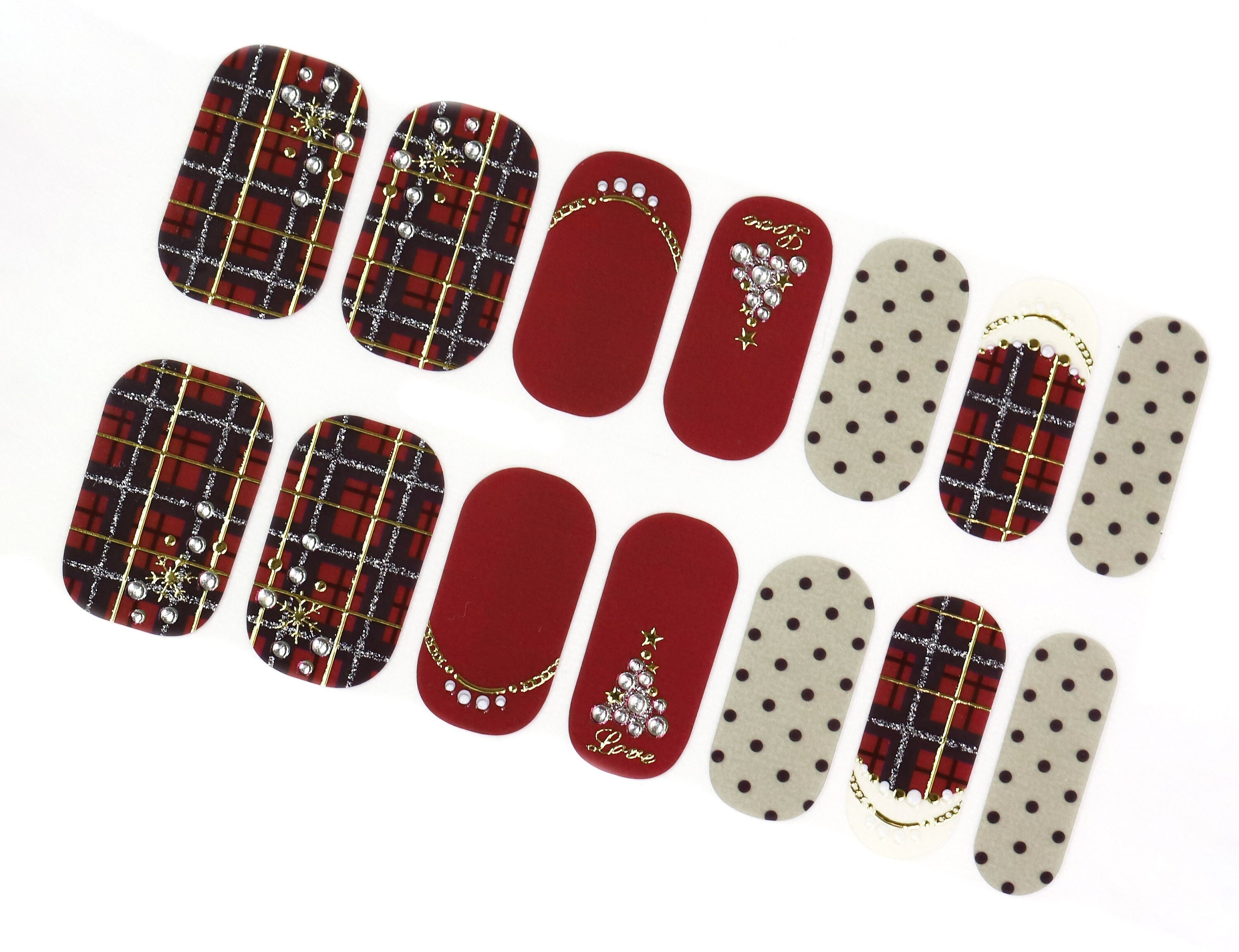 Christmas Nail Wraps Christmas / Burgundy Holiday Nail Strips Etsy