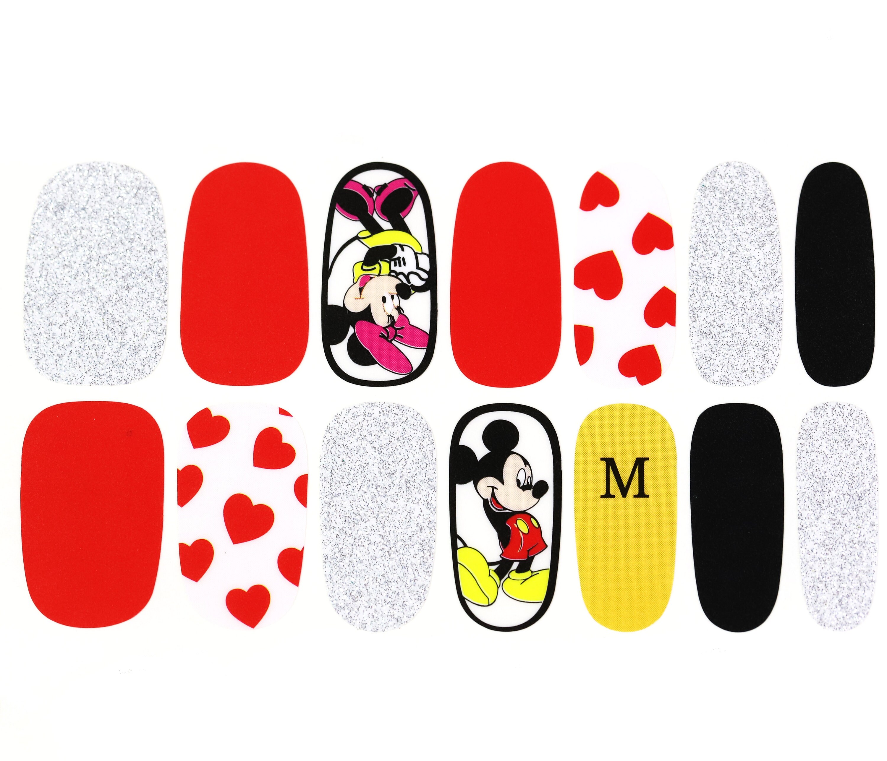 Mickey Hearts Nail Wraps / Minnie Nail Polish Strips / Cute Nail Stickers /  Valentines Kawaii Glitter Animal Disney Nail Wraps Free Shipping