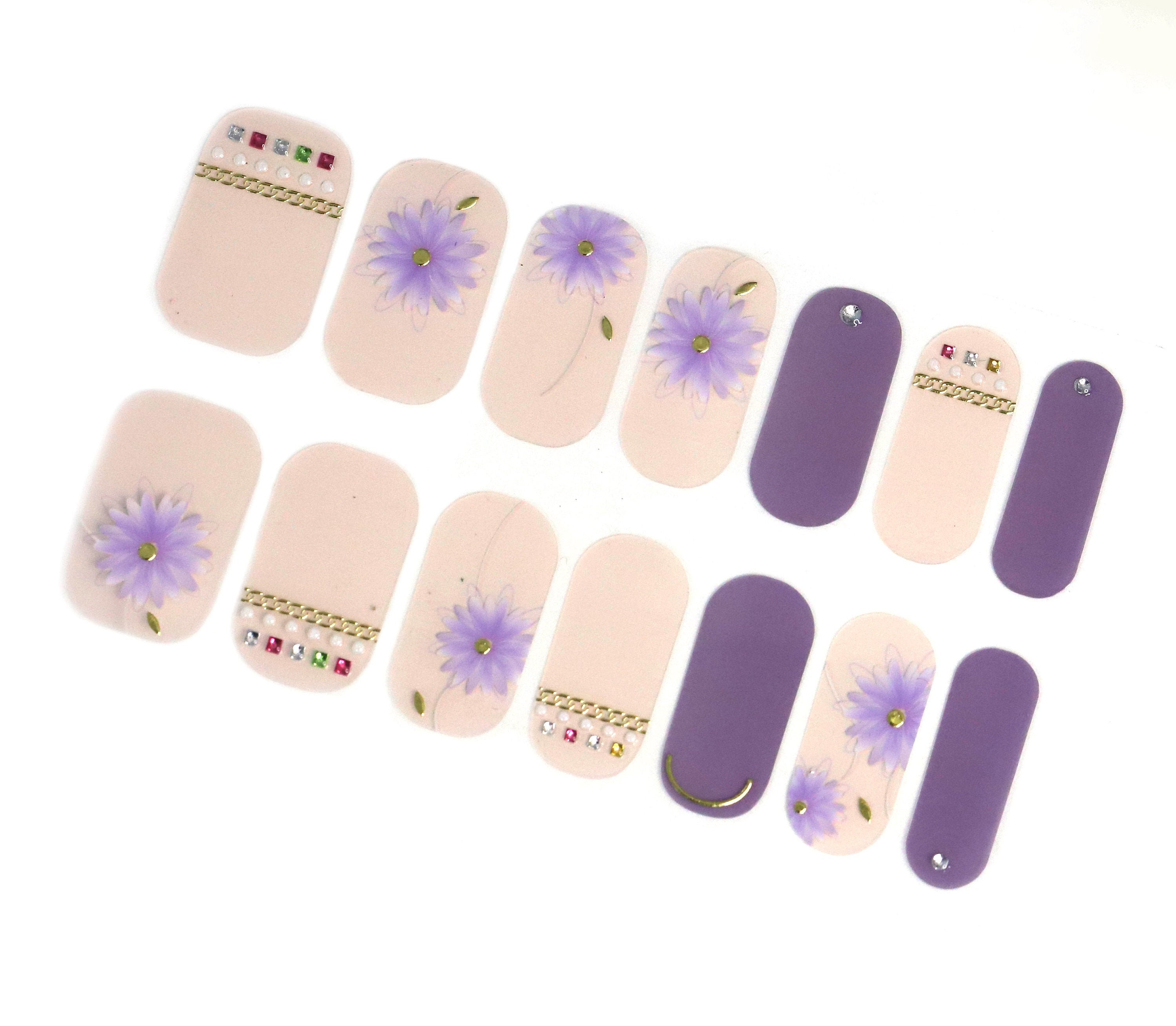 Pastel Purple Nail Wraps / Daisy Flower Floral Nail Polish | Etsy