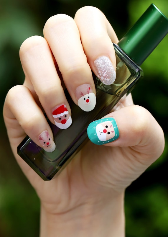 Christmas Nail Art Stickers Winter New Year Red Santa Claus Semi Cured Gel  Nail Polish Strips French Manicure UV Lamp Need - AliExpress