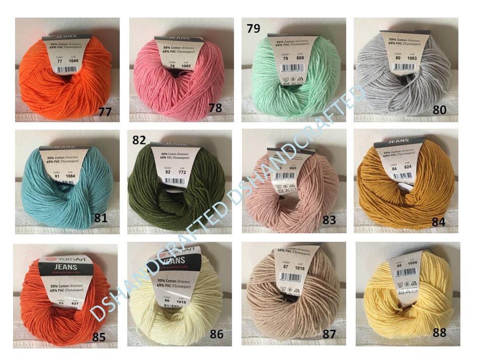 63 Skeins of Yarnart Jeans yarn 1 ball of each color in the Etsy