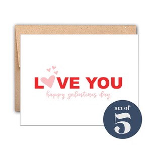 Letterpress Happy Galentines Day Card Set of 5, Love You, Cute Galentines Day Card Set, Cards for Her, Galentines Day, Best Seller