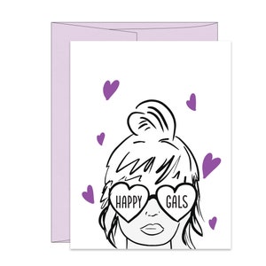 Carte typographique Happy Galentines Day, jolie carte de Saint-Valentin, carte pour elle, Happy Gals