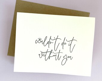 Letterpress Bridesmaid Proposal Card: Handmade Cotton Wedding Party Card