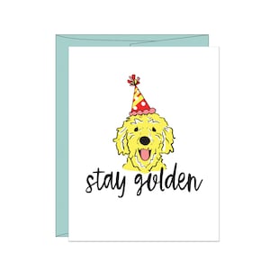 Birthday Letterpress Greeting Card: Stay Golden Dog Lovers Birthday Card, Golden Doodle Birthday Card