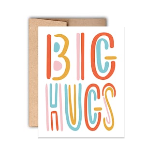 Tarjeta de apoyo Big Hugs Letterpress, Tarjeta de amistad, Graduación, Jubilación, Simpatía
