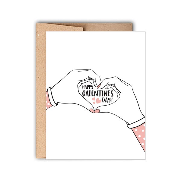 Letterpress Happy Galentines Day Card, Cute Galentines Day Card, Card for Her, Galentines Day, Galentine Card