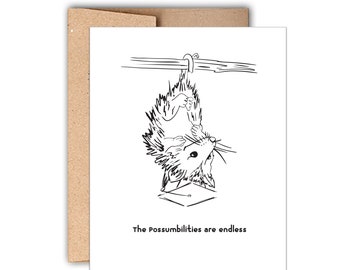 Graduation Letterpress Greeting Card: The Possumbilites are Endless, Funny Graduation Card, Congratulations Card, Congrats Grad