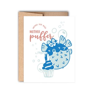 Joyeux anniversaire Carte typographie, Animal Pun Carte d’anniversaire, Une autre année plus sage Mère Puffer, Carte drôle d’anniversaire, Carte pour lui, Carte pour elle