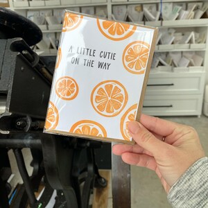 Handmade letterpress  baby shower card