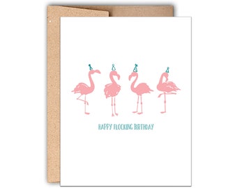 Flamingo Birthday Letterpress Greeting Card, Funny Birthday Card, Birthday Gift, Happy Birthday, Flamingo Birthday