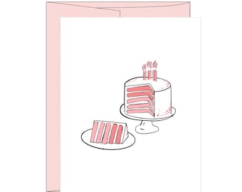 Birthday Cake Letterpress Card | Simple and Cute Birthday Card | Pink Birthday