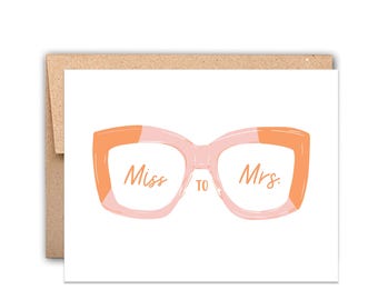 Miss to Mrs Letterpress Card: Bachelorette Party, Engagement Card