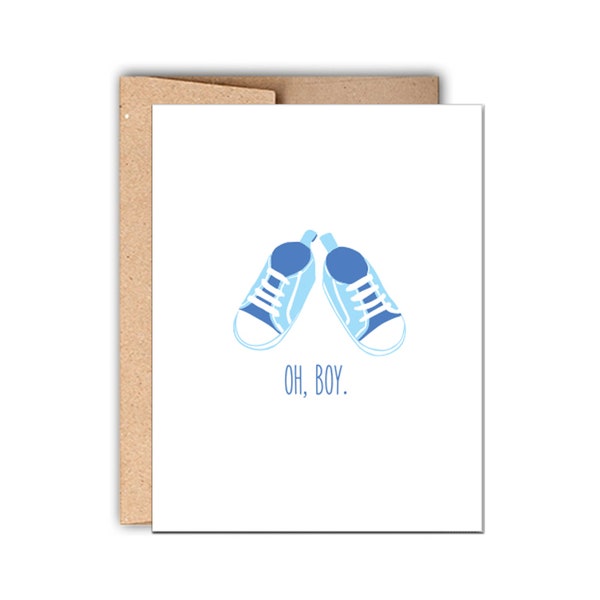 Letterpress Baby Greeting Card, Oh Boy, Card for Baby Boy, Baby Shower Card, Boy Baby Shower, Congrats Baby Card, Expecting