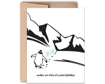 Penguin Birthday Card: Funny Letterpress Card
