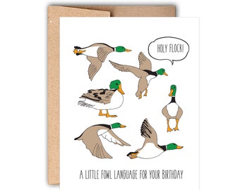 Fowl Language Letterpress Birthday Card | Funny Birthday Card for Him | Holy Flock Birthday Card