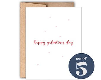 Letterpress Happy Galentines Day Card Set of 5, Cute Galentines Day Card Set, Cards for Her, Galentines Day, Galentine Card Set, Bestseller