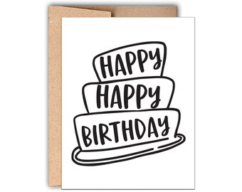 Carte typographique joyeux anniversaire, carte d’anniversaire mignonne, cadeau d’anniversaire