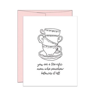 Maman riche en thé | carte pour la fête des mères | Carte typographique pour maman