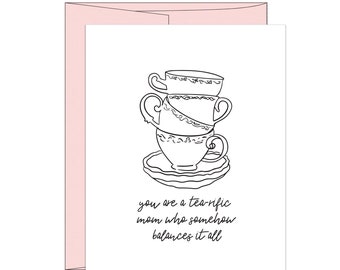 Tarjeta tipográfica Tea-rific Mom / Regalo para el Día de la Madre