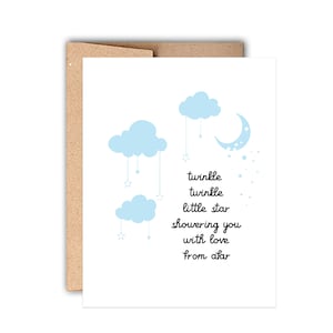 Twinkle Twinkle Little Star overlaadt je met liefde van veraf | Boekdruk baby shower kaart