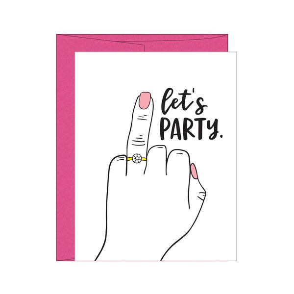 Bachelorette Letterpress Card, Let's Party, Fun Wedding Card, Engagement Card , Bachelorette Party Card, Funny Bachelorette Party Favors