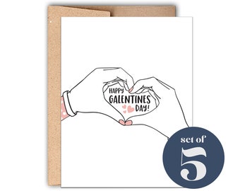 Letterpress Galentines Day Card Set, Handmade Cotton Paper (Set of 5)