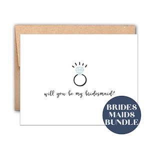 Letterpress Will You Be My Bridesmaid Card Set, Cute Bridesmaid Proposal Cards, Wedding Party, Demoiselle d’honneur Cadeau