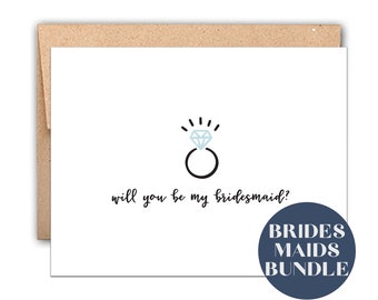 Letterpress Brautjungfer Vorschlag Kartenset, Hochzeit Geschenk