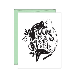 Letterpress Valentines Day, You are a Great Catch, Fisherman Valentine