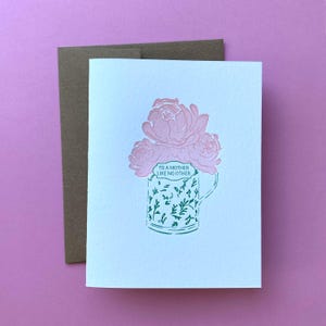Blumenstrauß Letterpress Muttertagskarte | Pfingstrose Blumenstrauß für Mama | Mutter wie keine andere