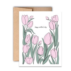 Klassieke Moederdagkaart tulp boekdruk | Bloemen voor mama