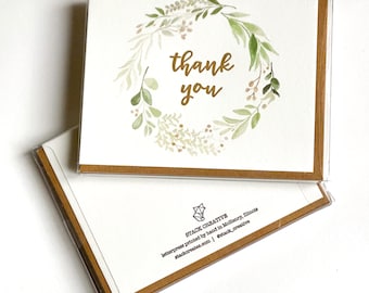 Letterpress Thank You Card Set - Aquarelle et Letterpress Thank You Card, Thank You Gift, Ensemble de cartes de remerciement