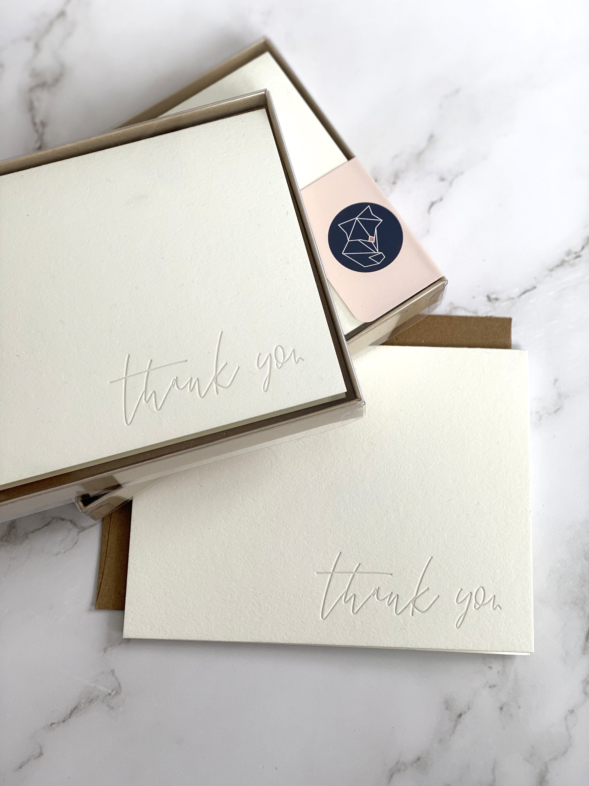 Letterpress Thank You Card Box Set of 5 Thank You Card Set Etsy