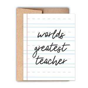 Letterpress Teacher Thank You Card: Worlds Greatest Teacher