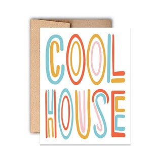 Carte typographique maison cool, carte de pendaison de crémaillère de style rétro, carte pour nouveau propriétaire
